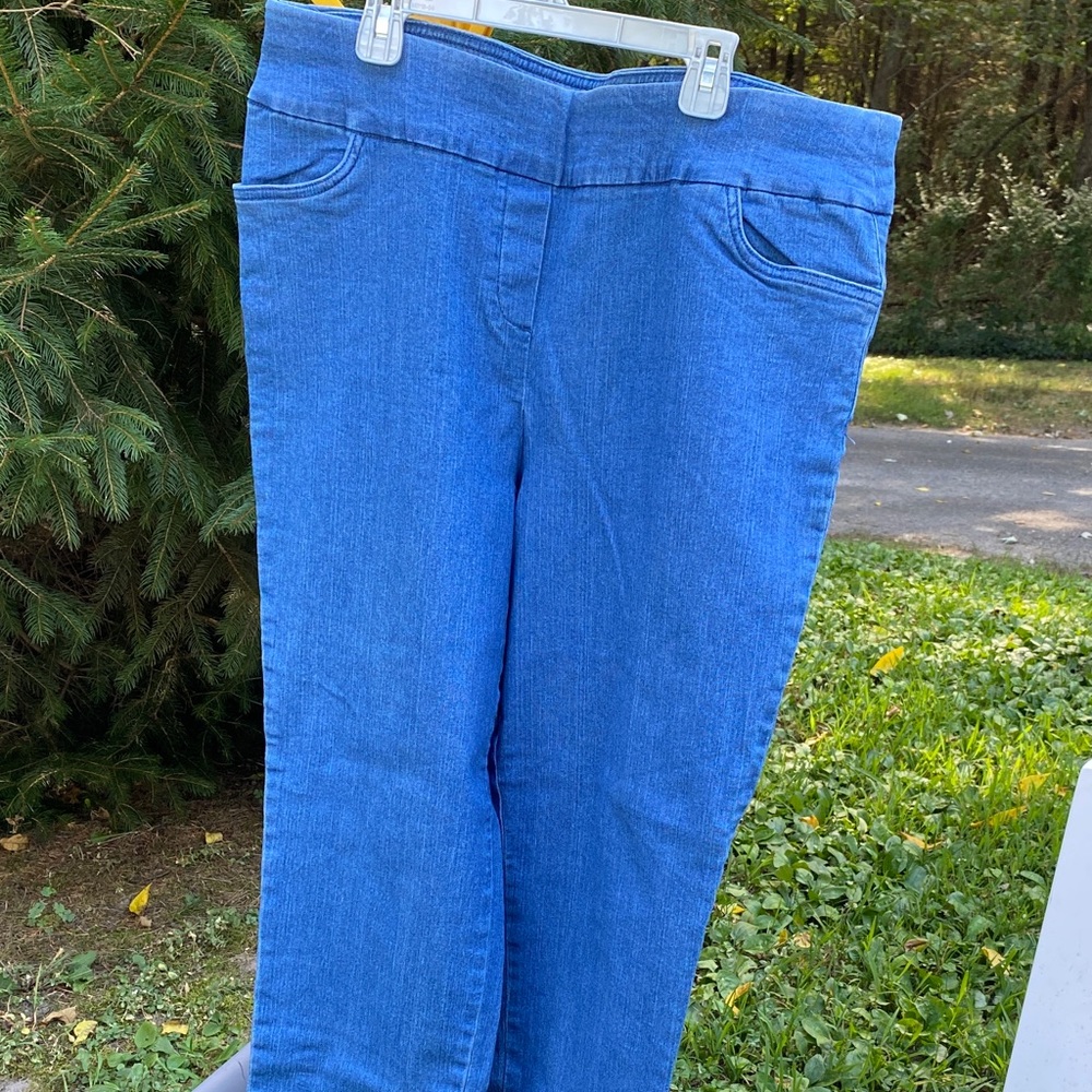 Alfred Dunner Women's Straight Leg Blue Jeans stretch, comfy size 16